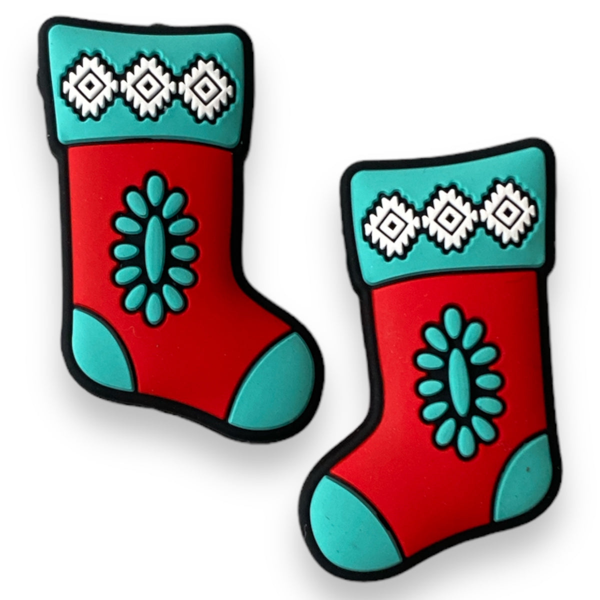 X37- Western Christmas Stocking Silicone Focal Bead (1 Count)
