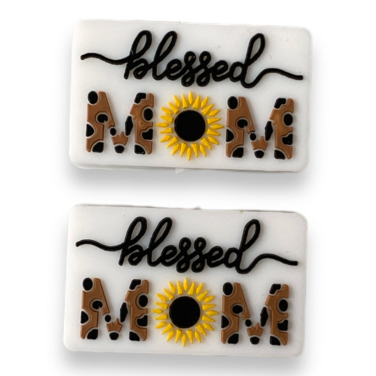 e654 - “Blessed Mom” Silicone Focal Bead (1 Count)