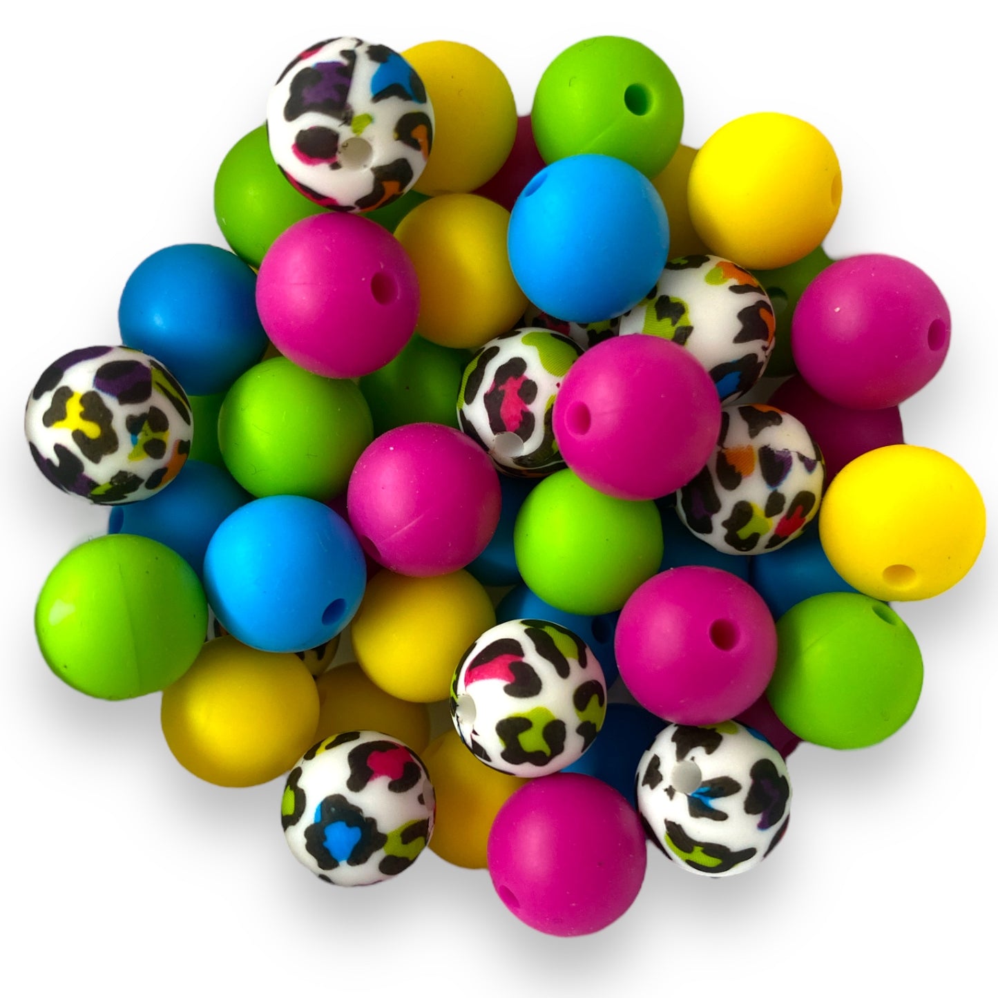 12mm "Colorful Leopard" 50 Count Silicone Bead Pack