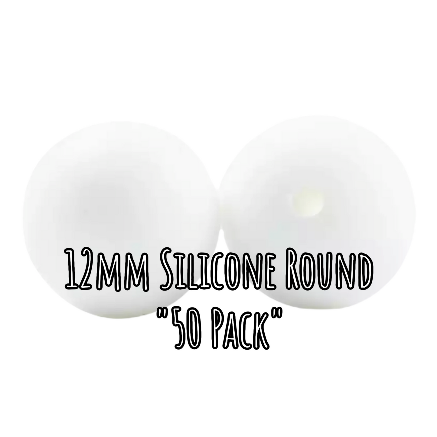 A69 - 12mm White Silicone Rounds 50 Count Pack X_________
