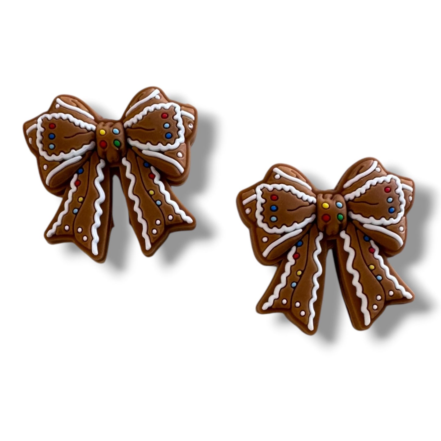 h1024- "Gingerbread Bow" Silicone Focal Bead for DIY Crafts (1 Count)