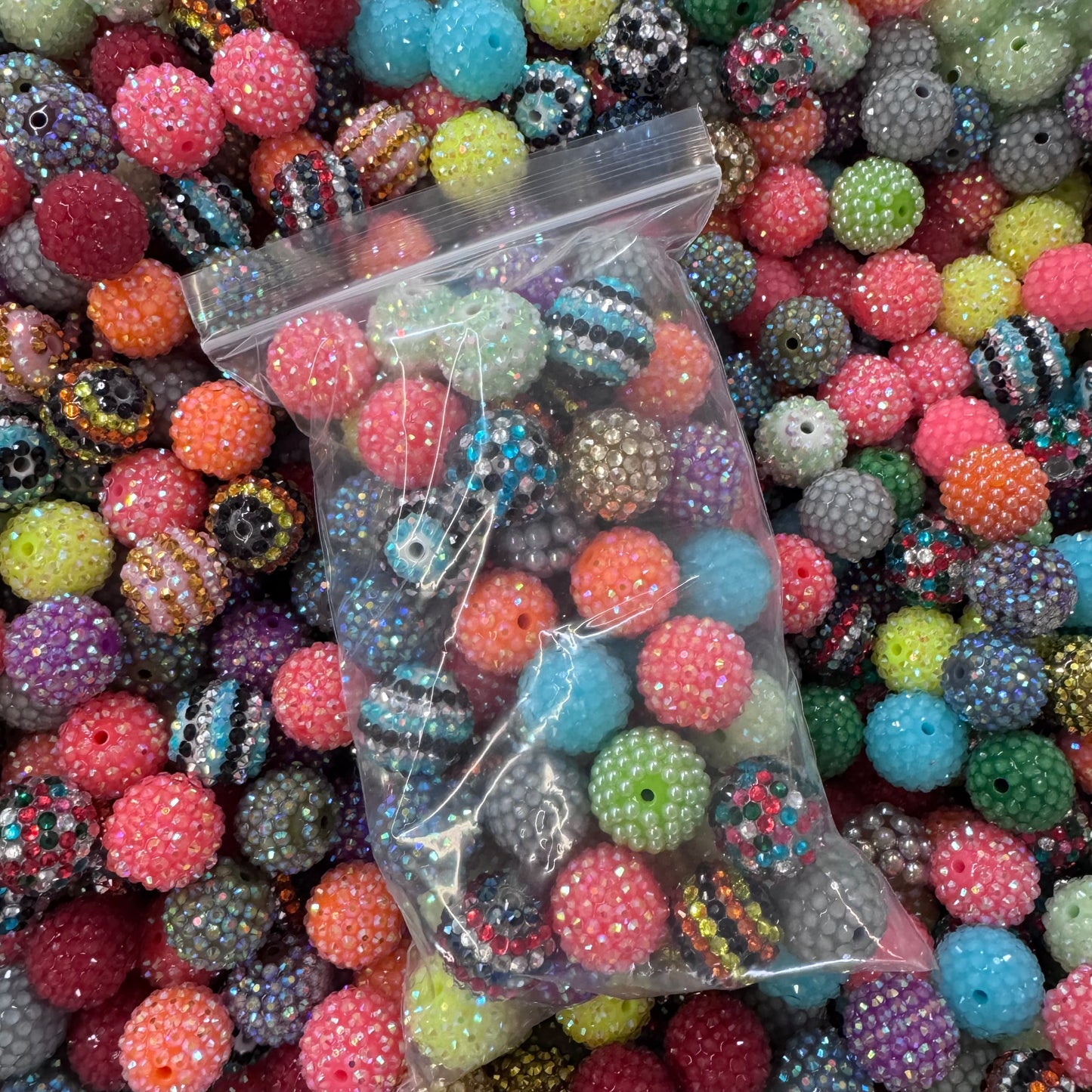 RHINESTONE 20mm Acrylic Bead Grab Bag (Approx. 50 count) - Multiple GBs will be combined into larger bags