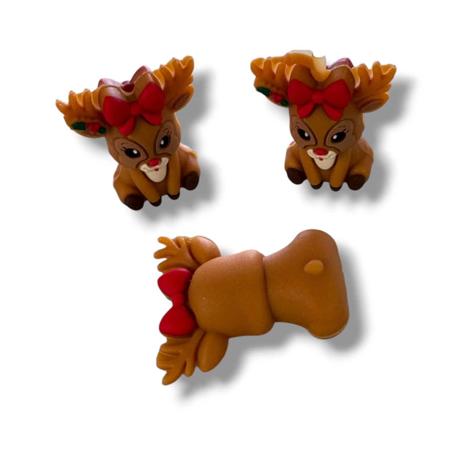 h1019- "Reindeer 3D" Silicone Focal Bead for DIY Crafts (1 Count)