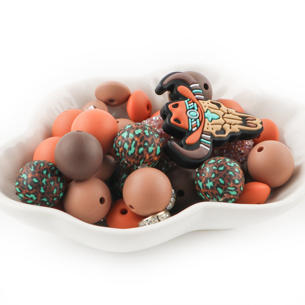 Z/542 - "Brown Longhorn" Western Silicone Bead & Bling Kit