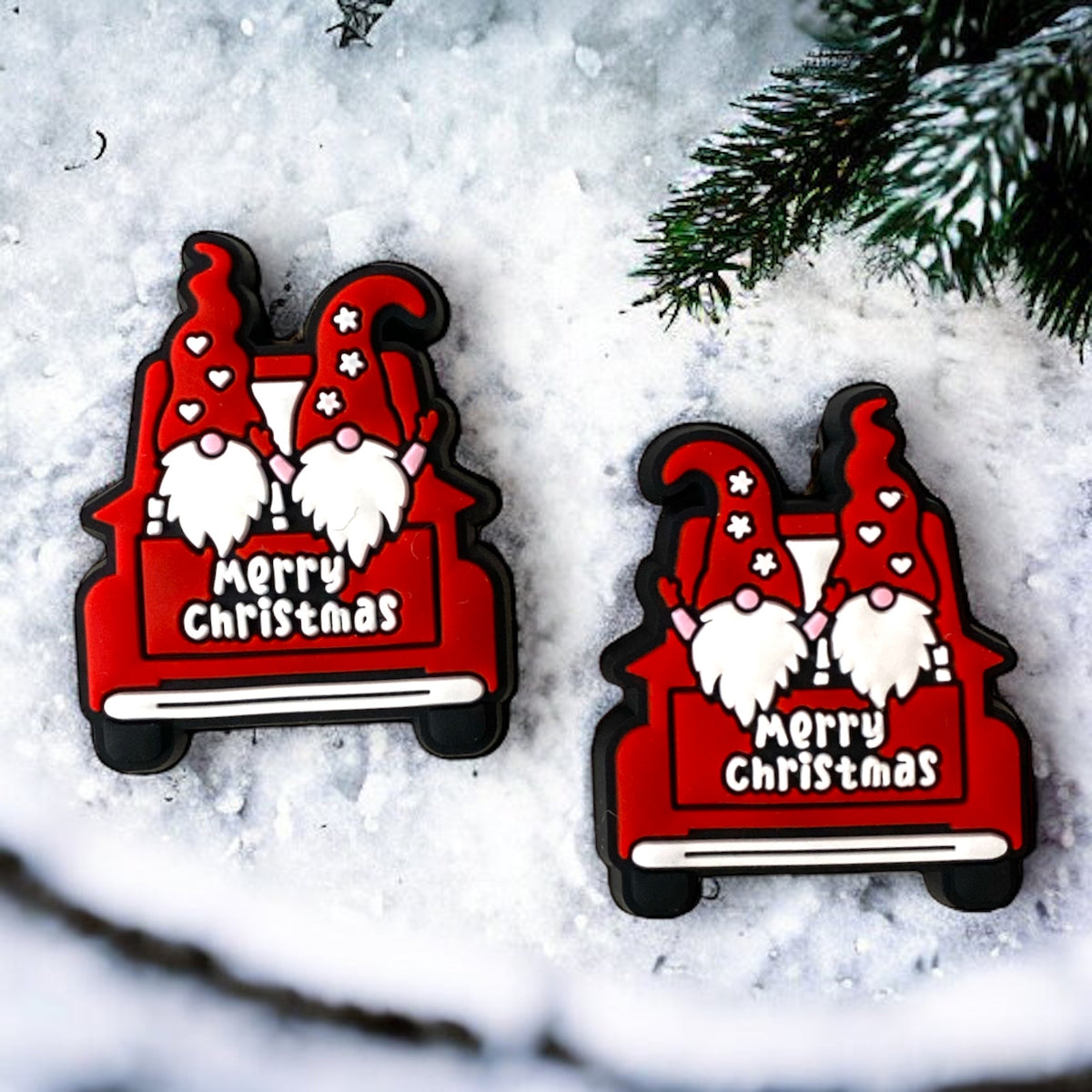 X423- “Christmas Gnome Truck” Silicone (1 Count) Focal Bead