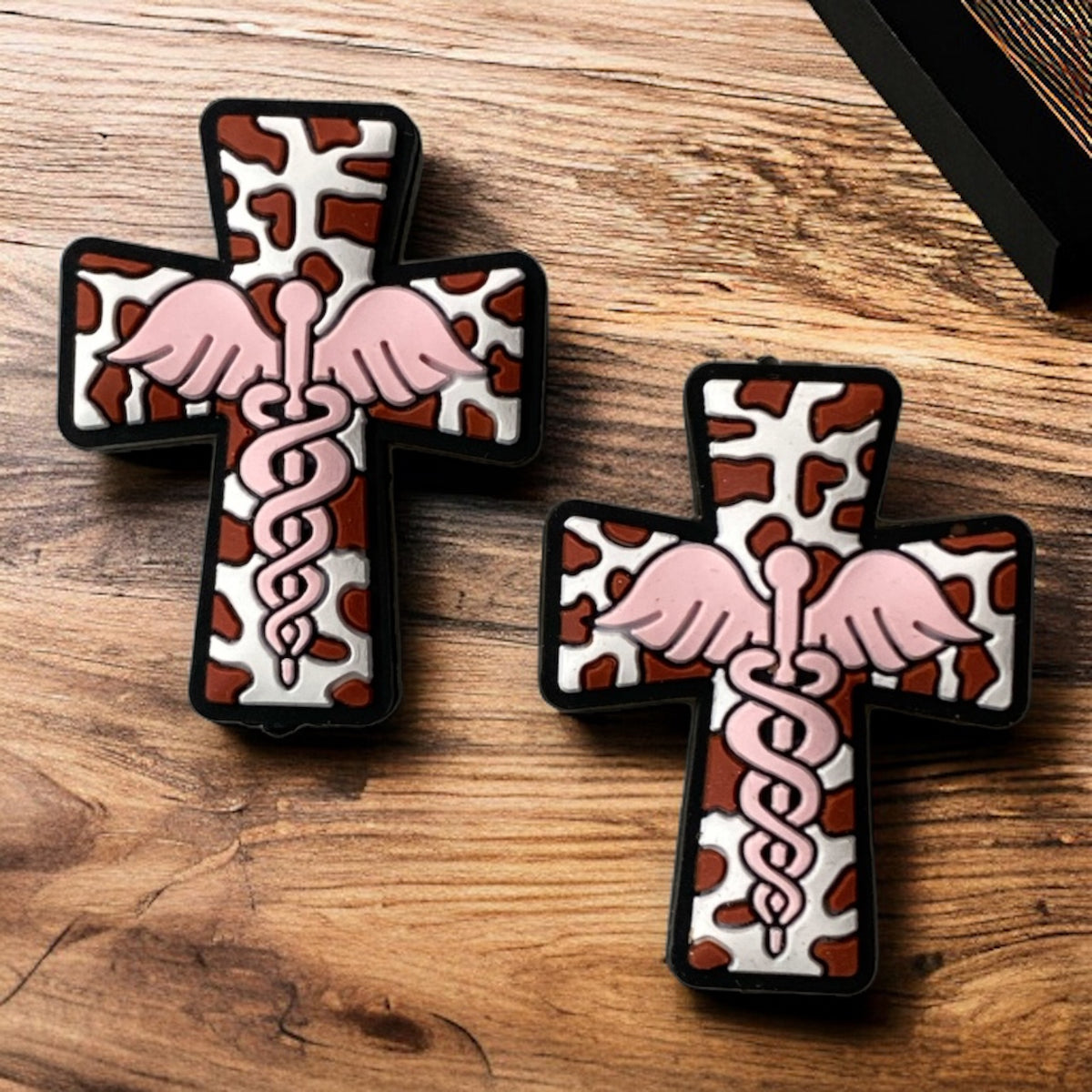 T156 - “Light Pink- Medical Cross" Silicone Focal Bead (1 Count)