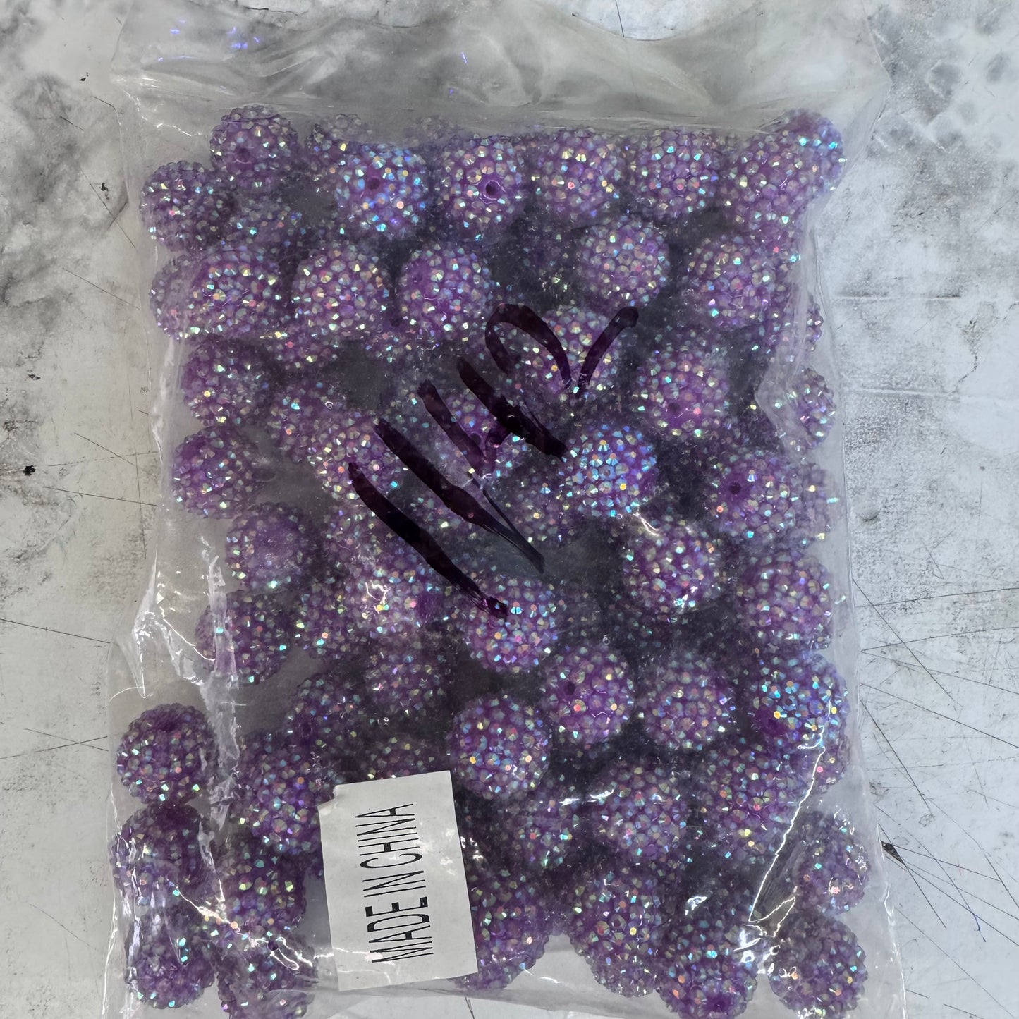 1142- 20mm Dark Purple AB Rhinestone Beads 100 Count *WAREHOUSE SALE*