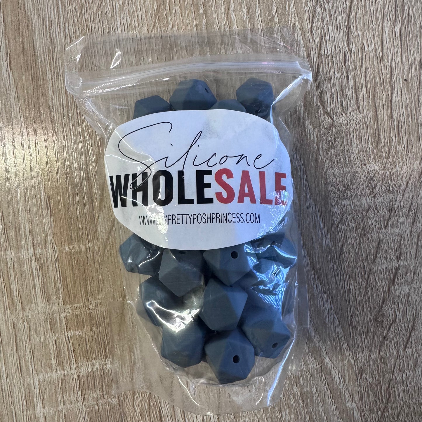 100 Count 14mm Dark Gray Silicone Hexagon Beads
