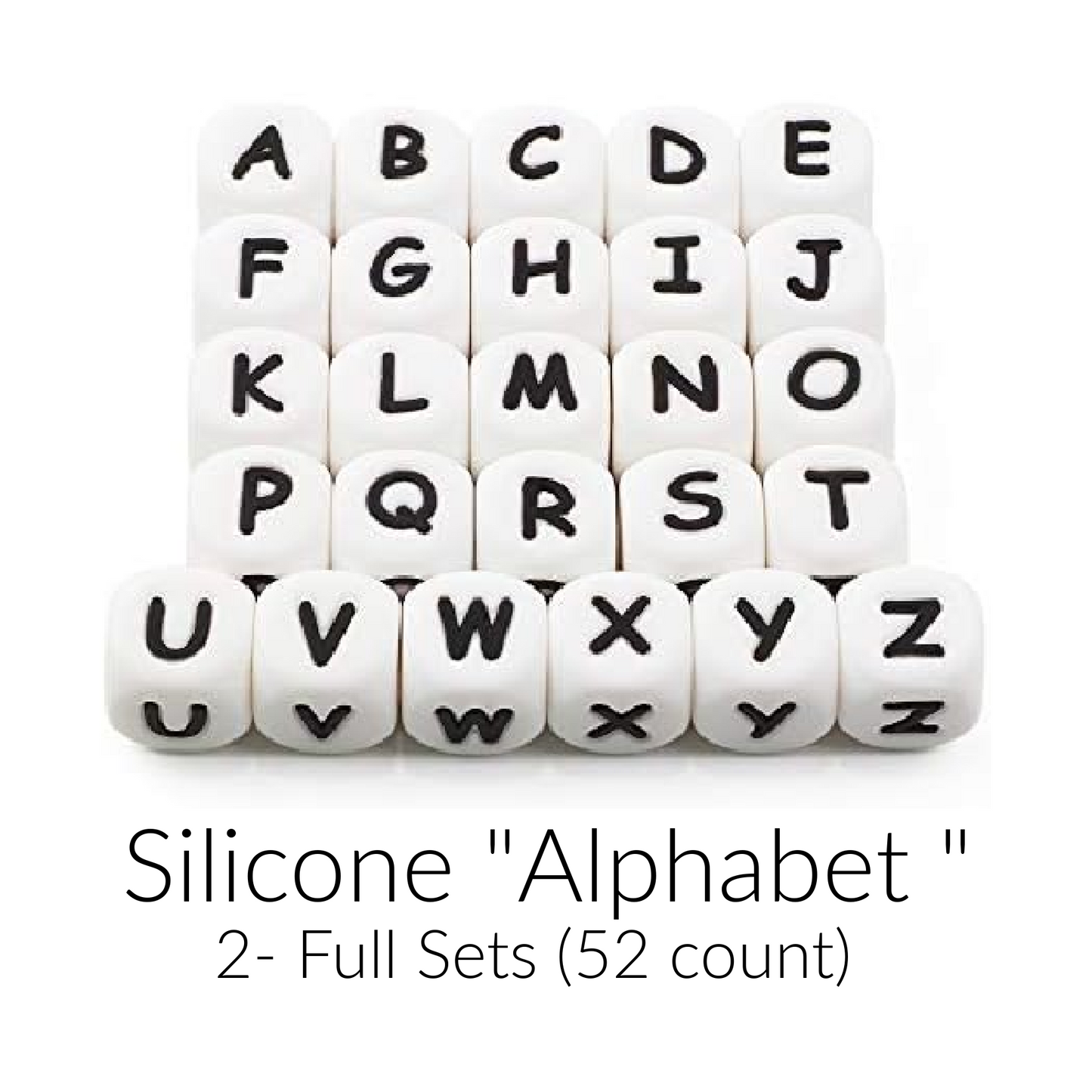 SWS15: Double Alphabet Silicone Bead Pack (52 Beads)