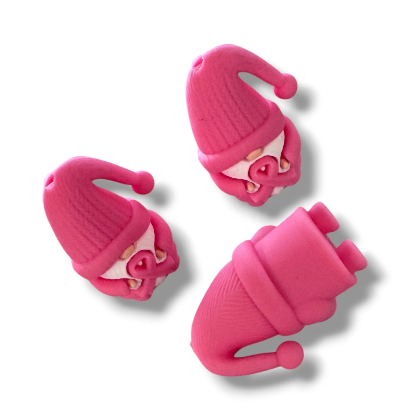 h1045- "Breast Cancer 3D Gnome" Silicone Focal Bead for DIY Crafts (1 Count)