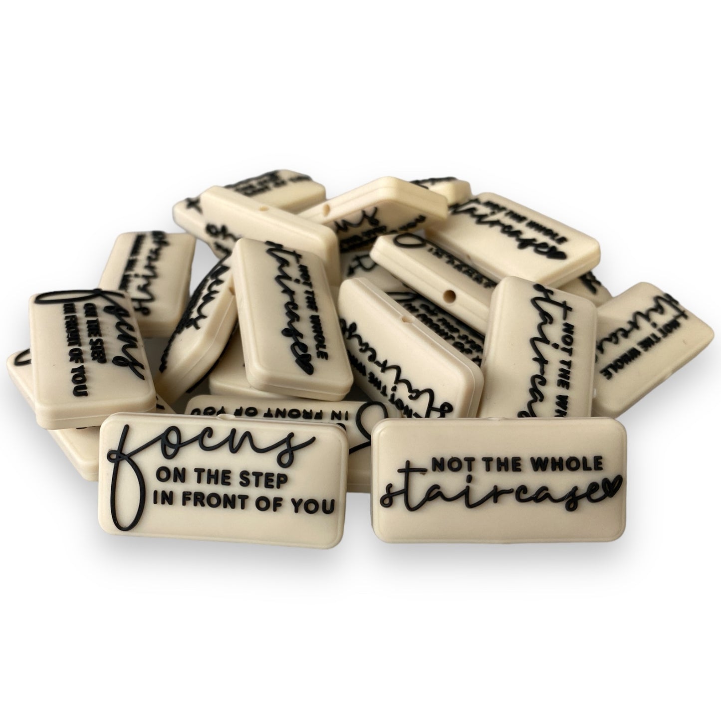 e562 - "Focus On The Step / Not The Whole Staircase " Two Sided Exclusive" Focal (1 Count) Bead Silicone