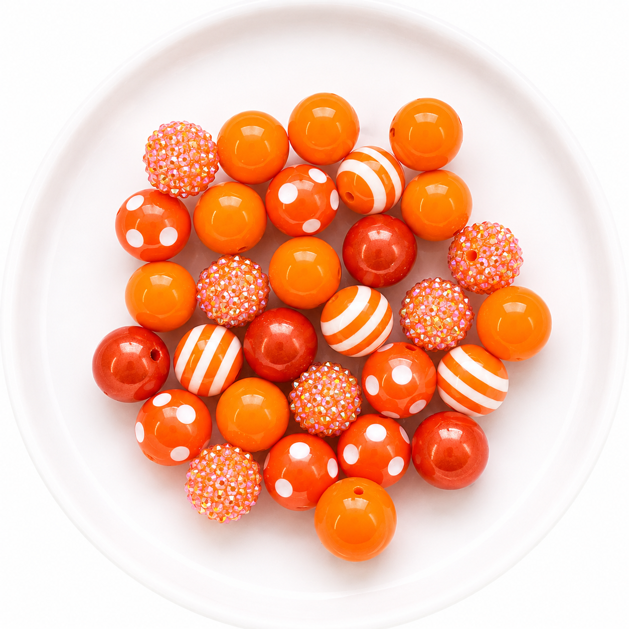 Orange 20mm Acrylic Bubblegum Bead Mix | Wholesale Bulk Beads | 30 Count