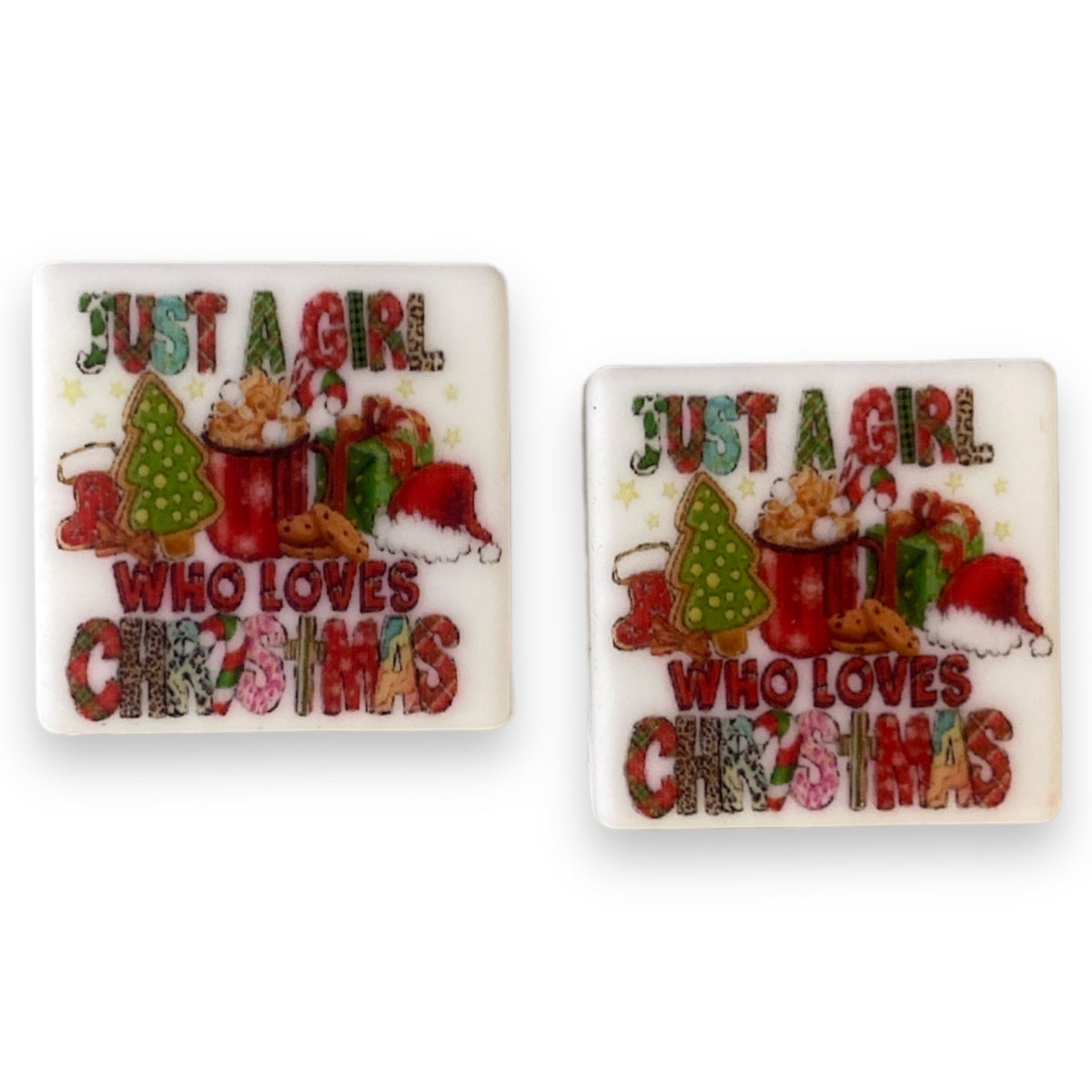 e643 - “Just A Girl Who Loves Christmas” Silicone Focal Bead (1 Count)
