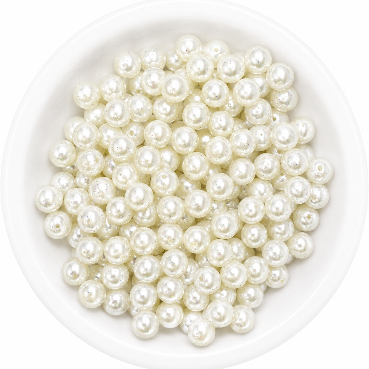 #166 - 12mm Ivory Glitter Pearl Acrylic Beads (20 Count)