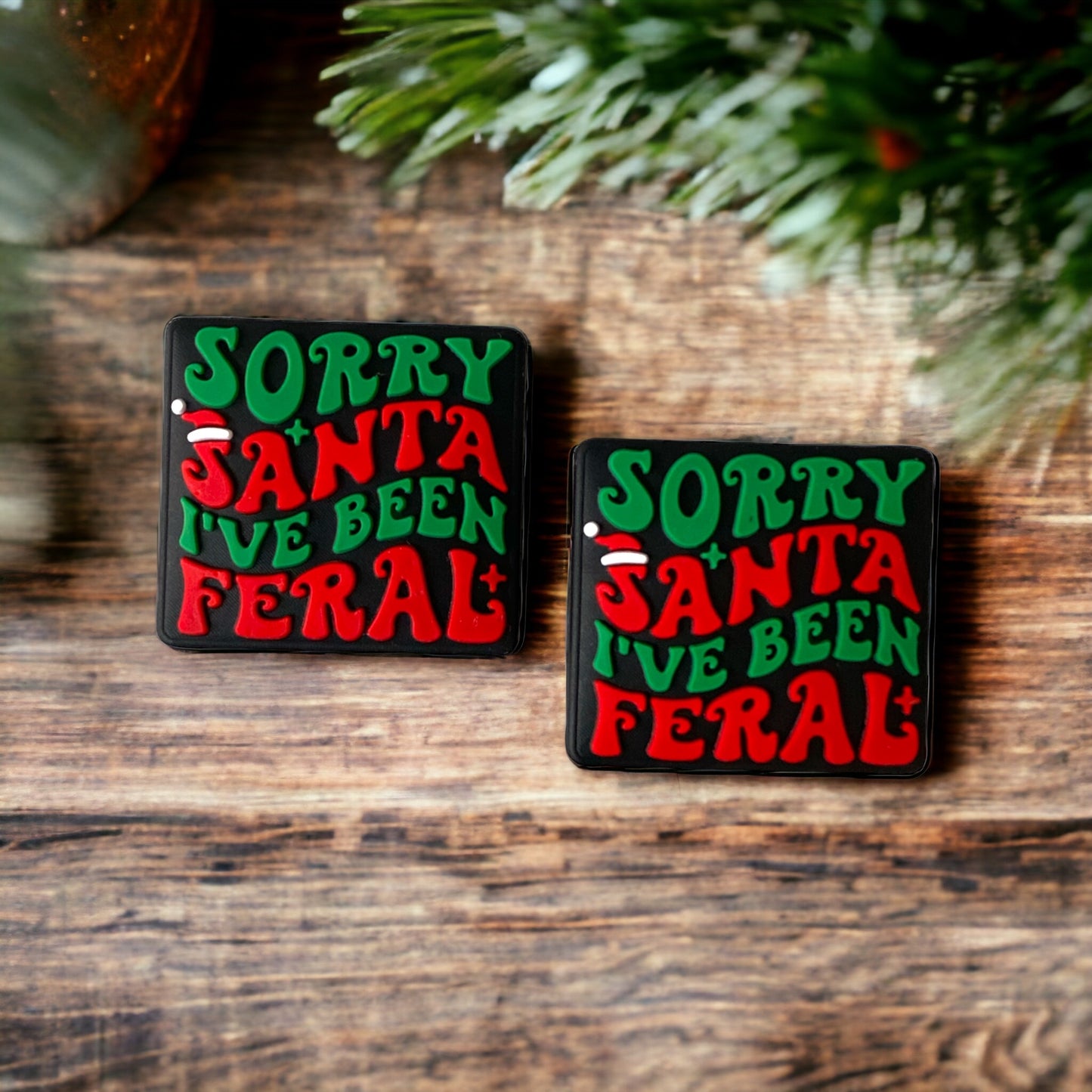 X5 - “Sorry Santa I’ve Been Feral” -Exclusive- Silicone (1 Count) Focal Bead