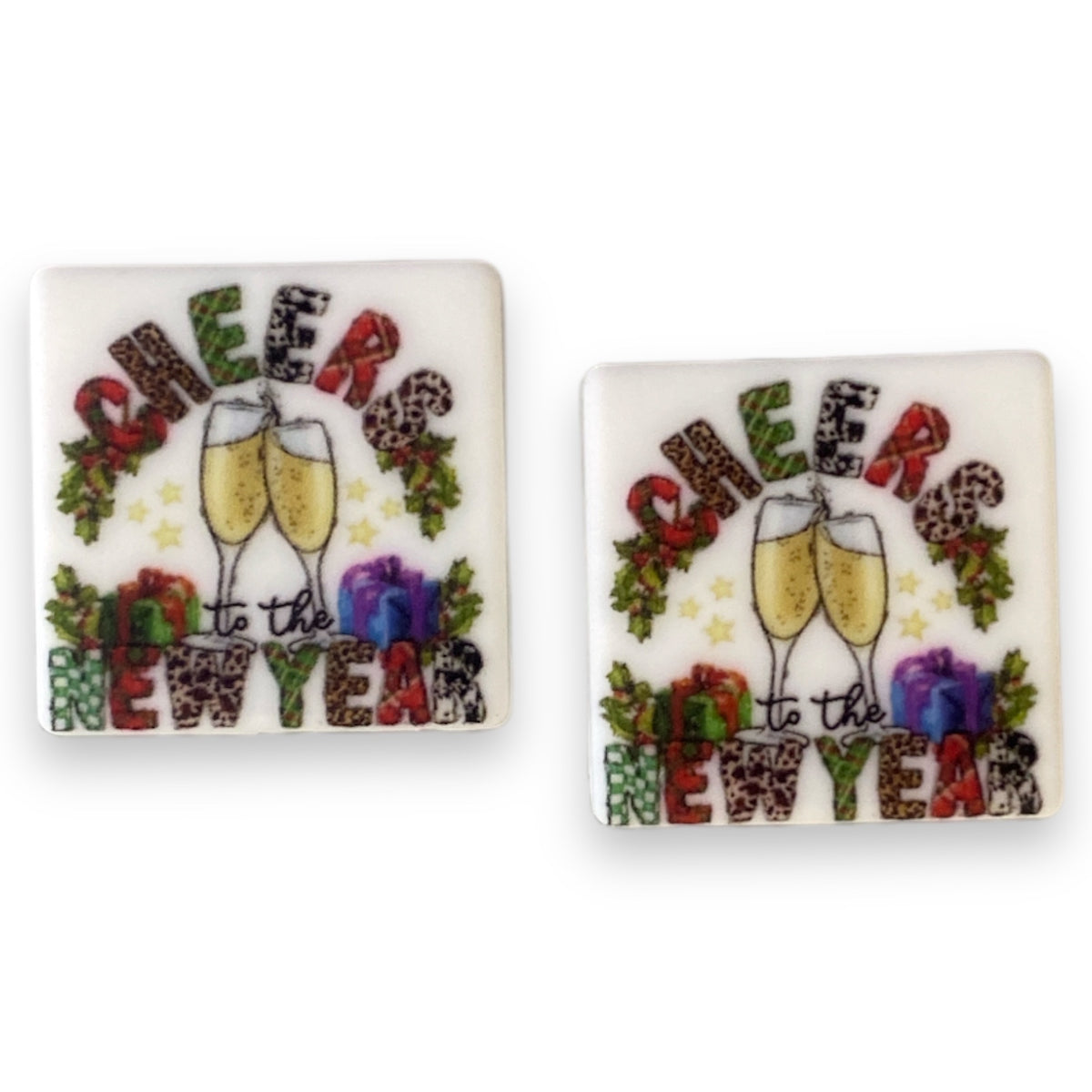 e637 - “Cheers To The New Year” Silicone Focal Bead (1 Count)
