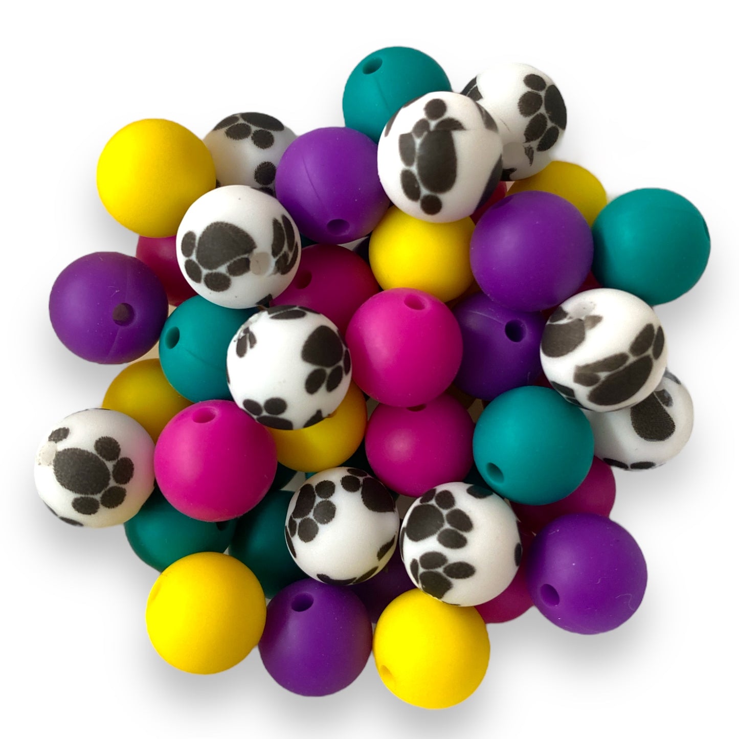 A26 - 12mm "Paw" 50 Count Silicone Bead Pack
