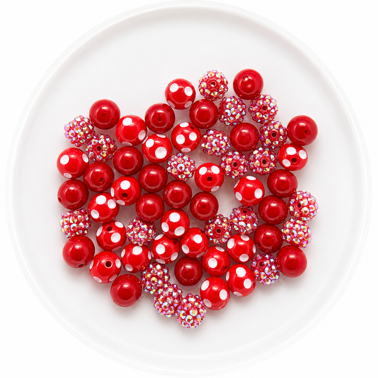 Red 12mm Acrylic Bubblegum Bead Mix | Wholesale Bulk Beads | 60 Count