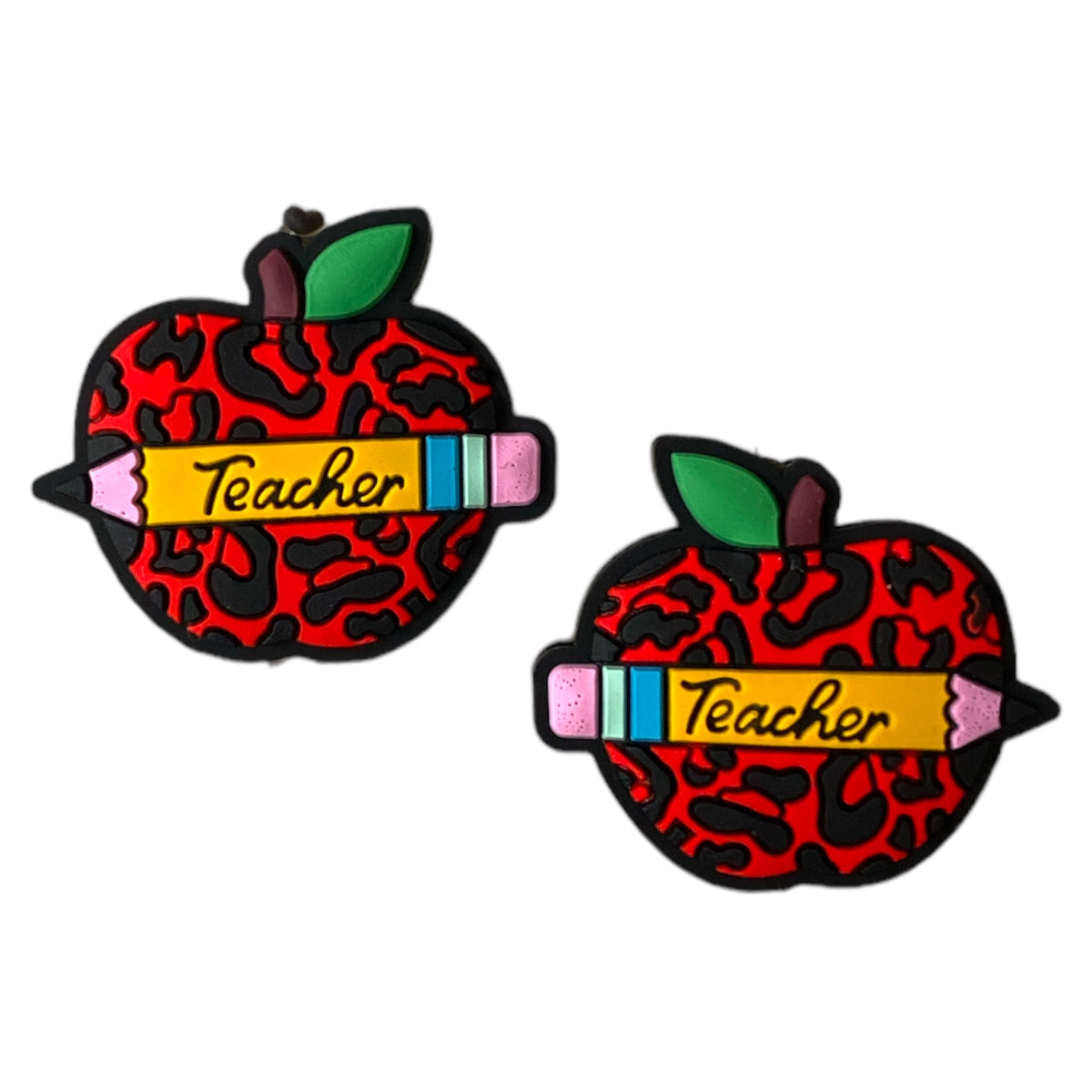 X356 - “Red Cheetah Apple” Silicone (1 Count) Focal Bead