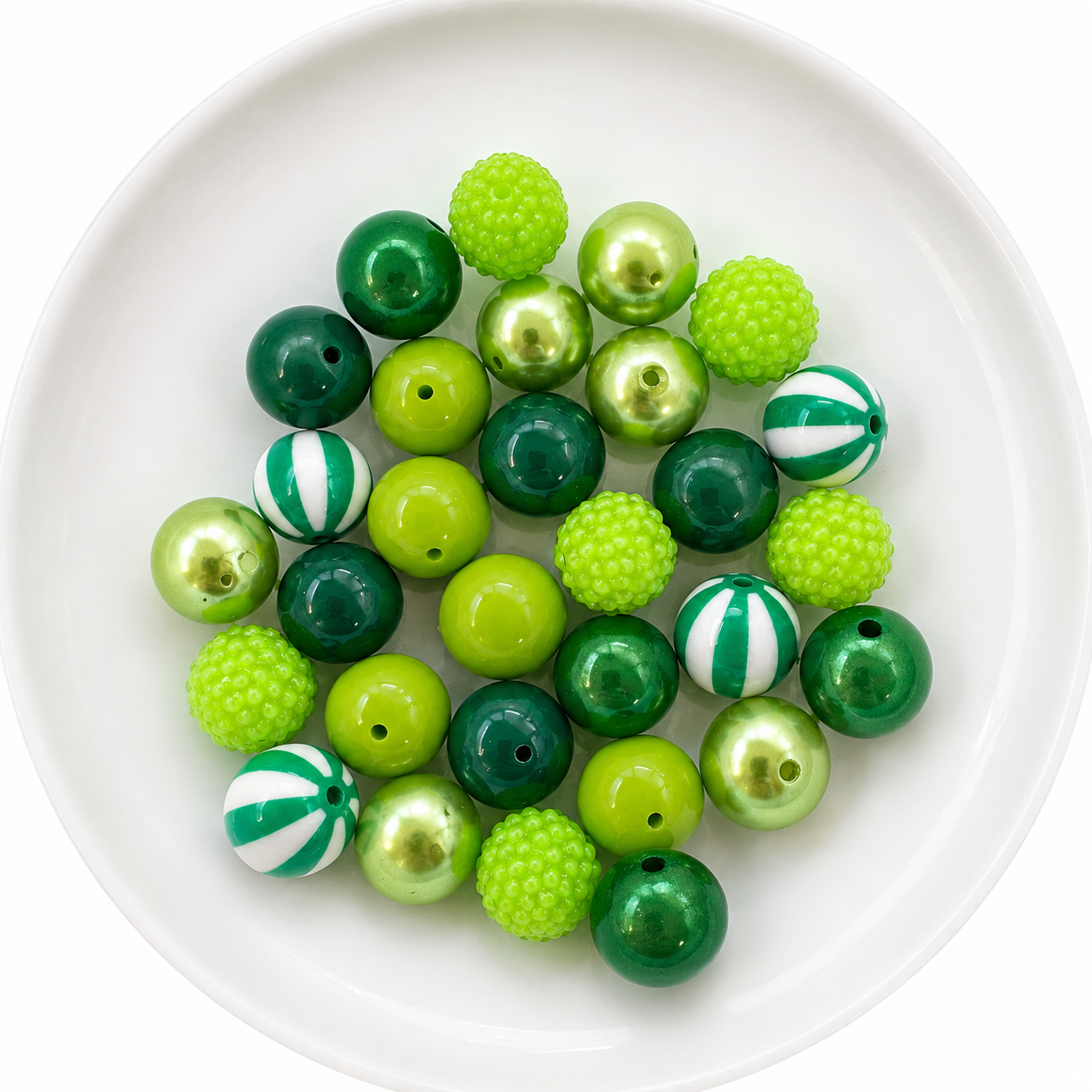 Green 20mm Acrylic Bubblegum Bead Mix | Wholesale Bulk Beads | 30 Count