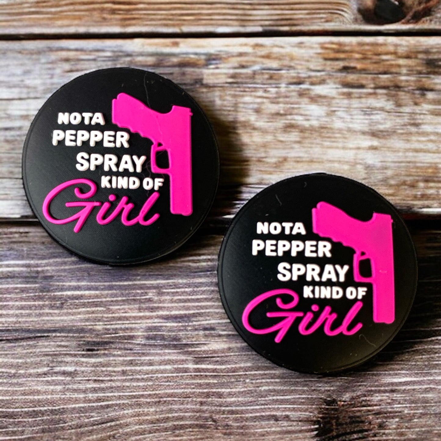h1094 - "Nota Pepper Spray Kind Of Girl" Silicone Focal Bead (1 Count)