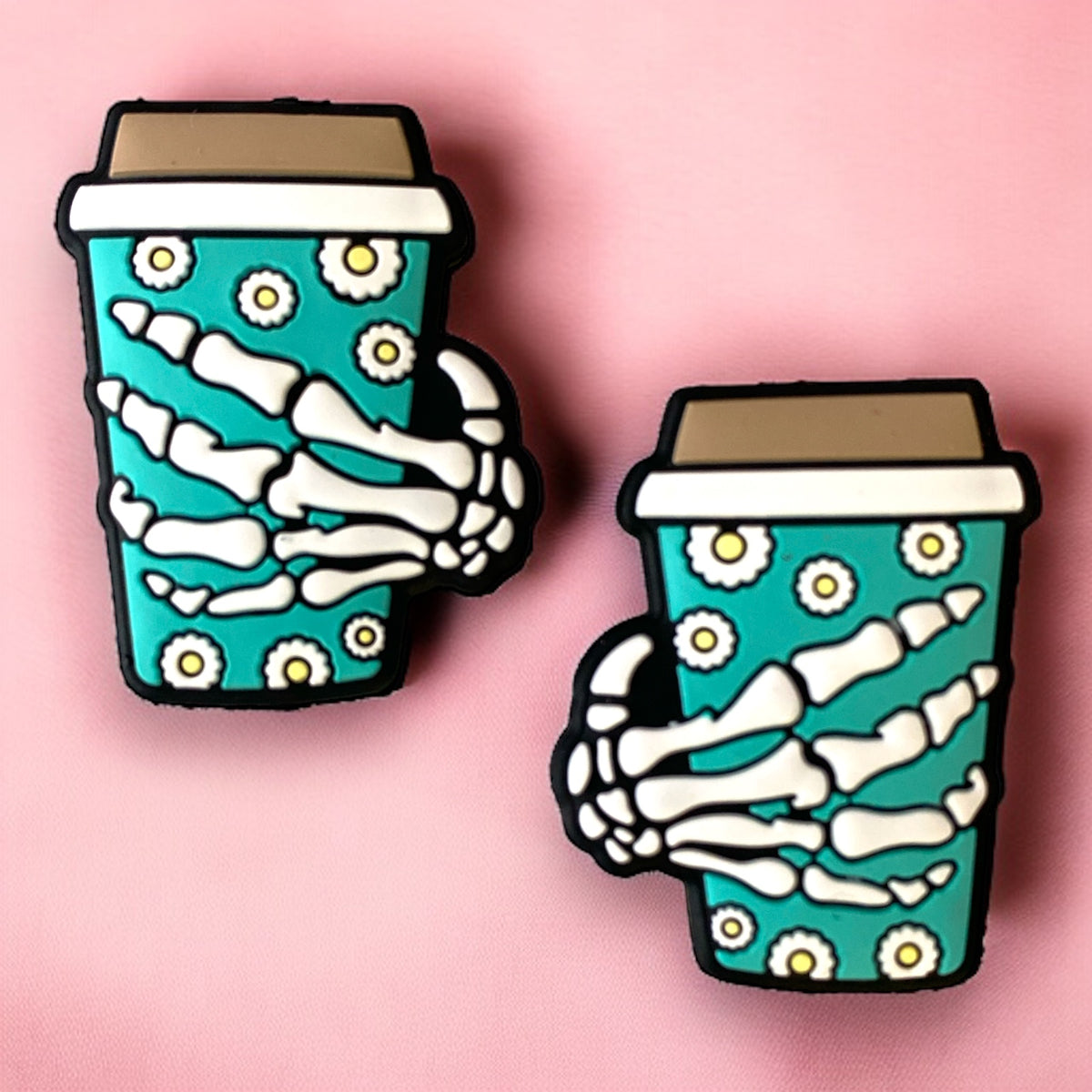 X187 - “Aqua Skelly Coffee" Silicone (1 Count) Focal Bead