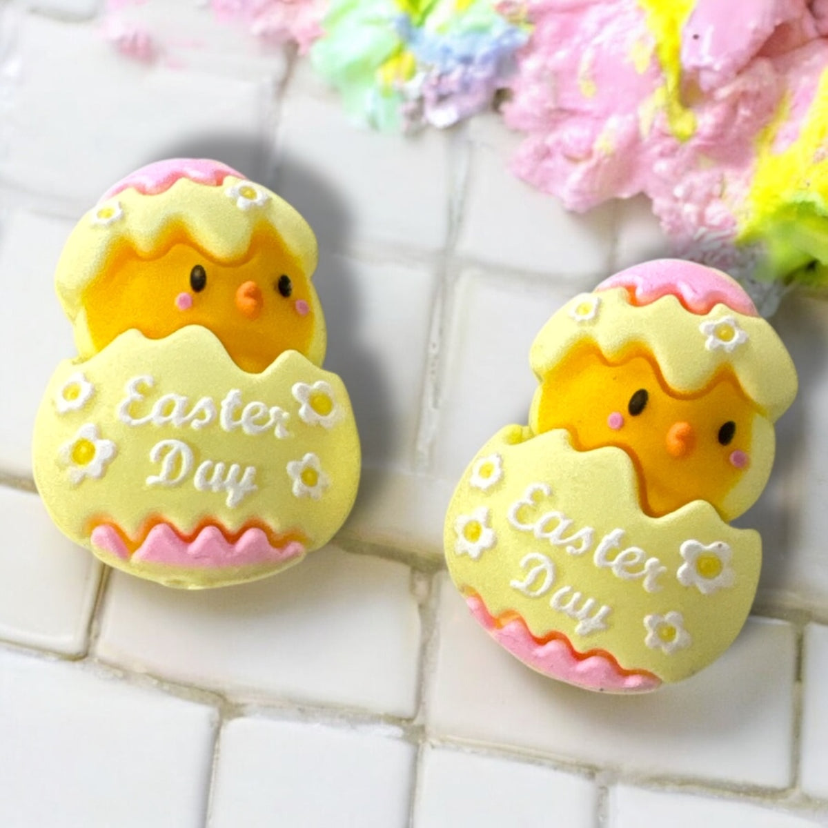 X203- "3D Yellow Easter Chick Egg" Silicone Focal Bead (1 Count)