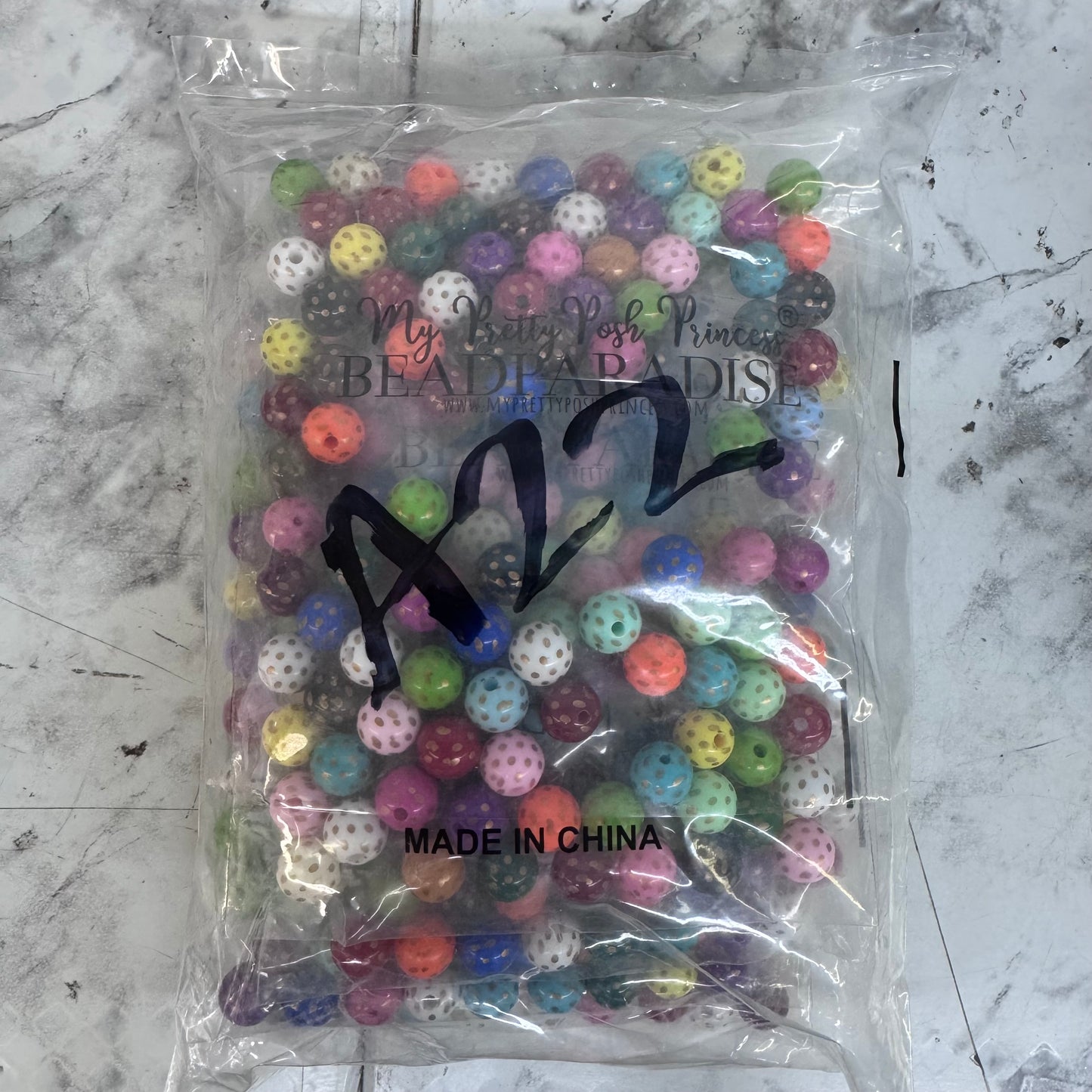A22- 12mm Mixed Gold Dot Beads Beads 500 Count *WAREHOUSE SALE*