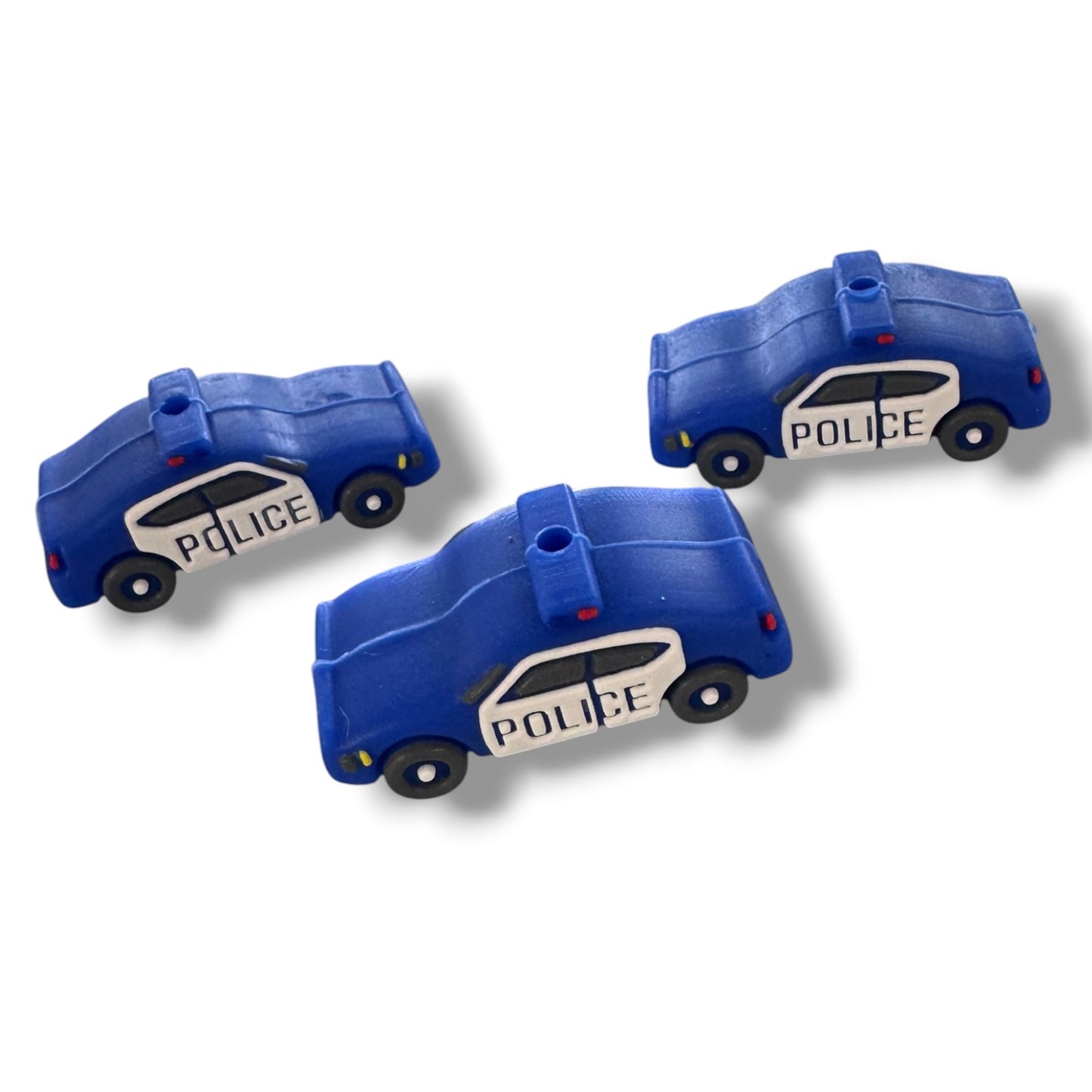 h1005- "Police Car 'Blue' 3D" Silicone Focal Bead for DIY Crafts (1 Count)