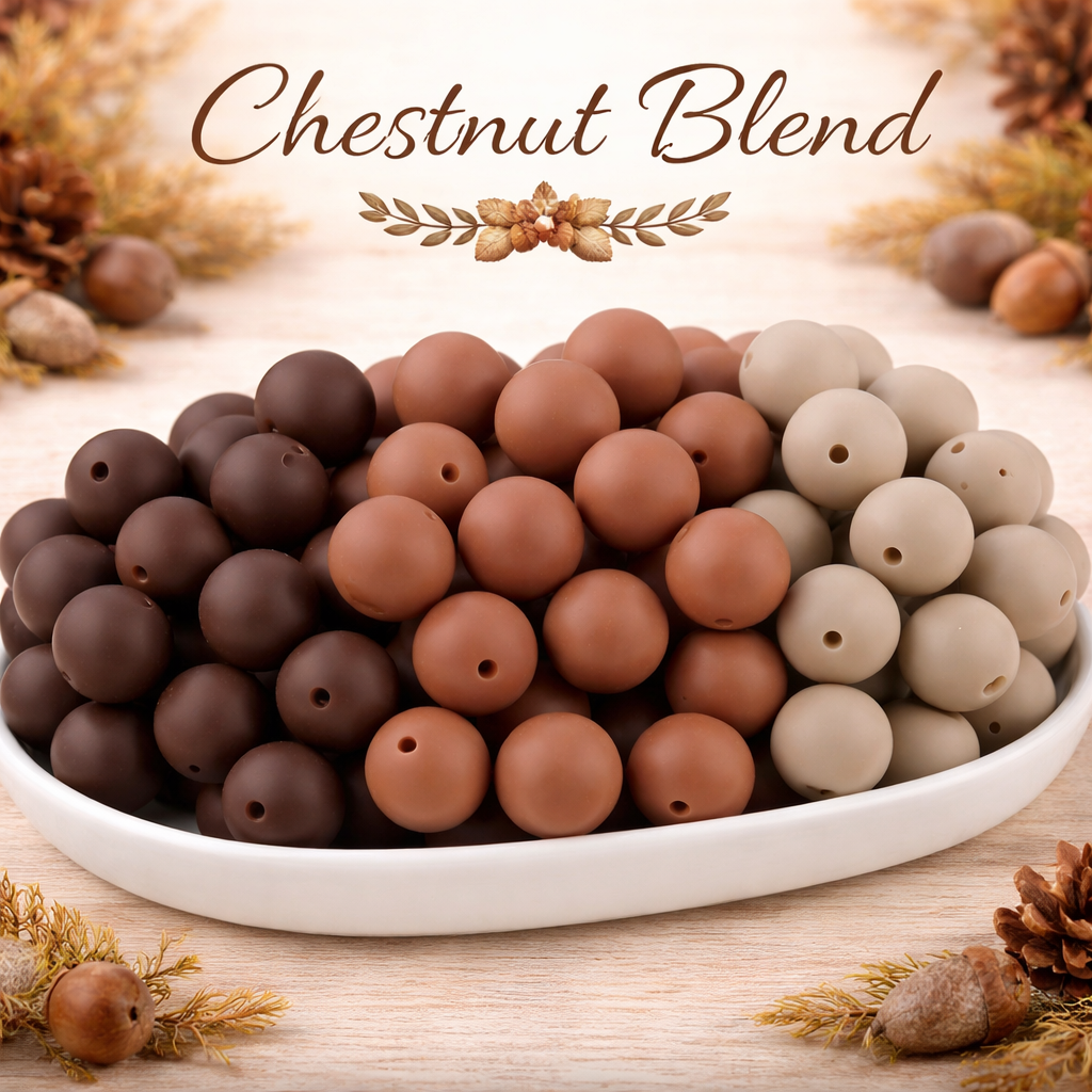 Chestnut Blend (30 Count 19mm Silicone Bead Pack)