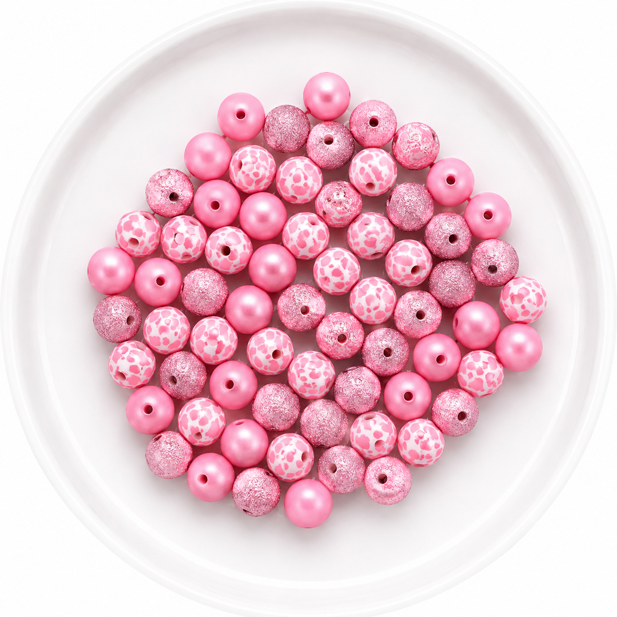 Pink Cow 12mm Acrylic Bubblegum Bead Mix | Wholesale Bulk Beads| 60 Count