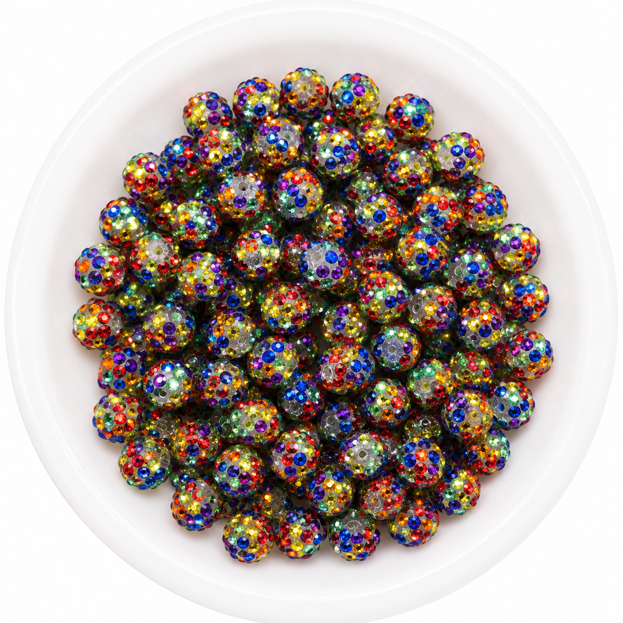 #242 - 12mm Rainbow Confetti Rhinestone Beads (20 Count)