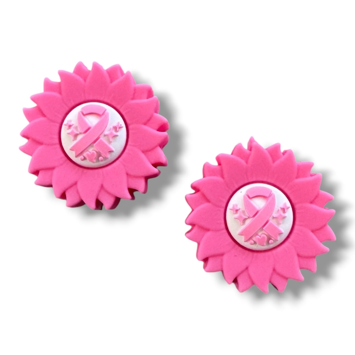 h906- "Breast Cancer 3D Flower" Silicone Focal Bead for DIY Crafts (1 Count)