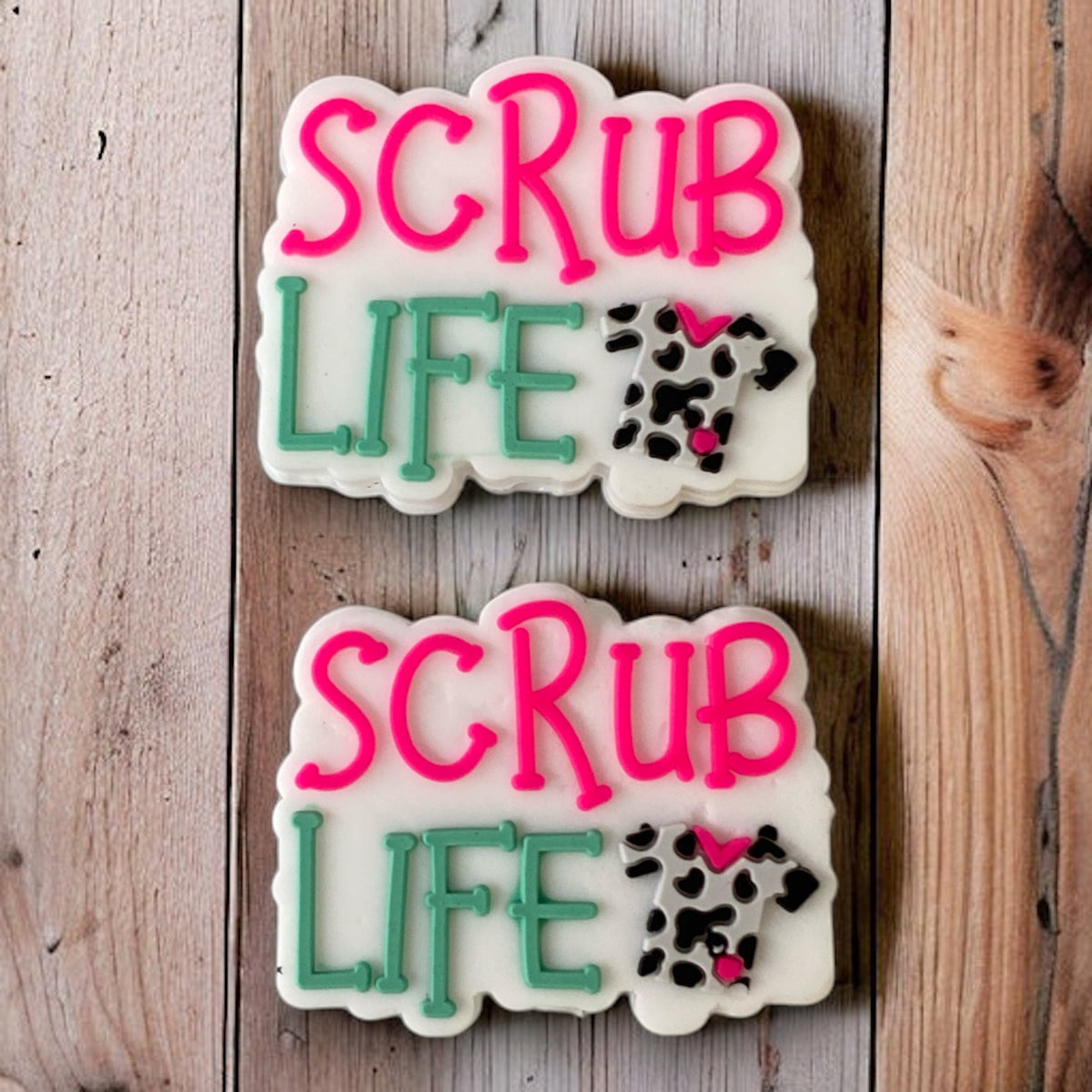 T123 - “Scrub Life" Silicone Focal Bead (1 Count)
