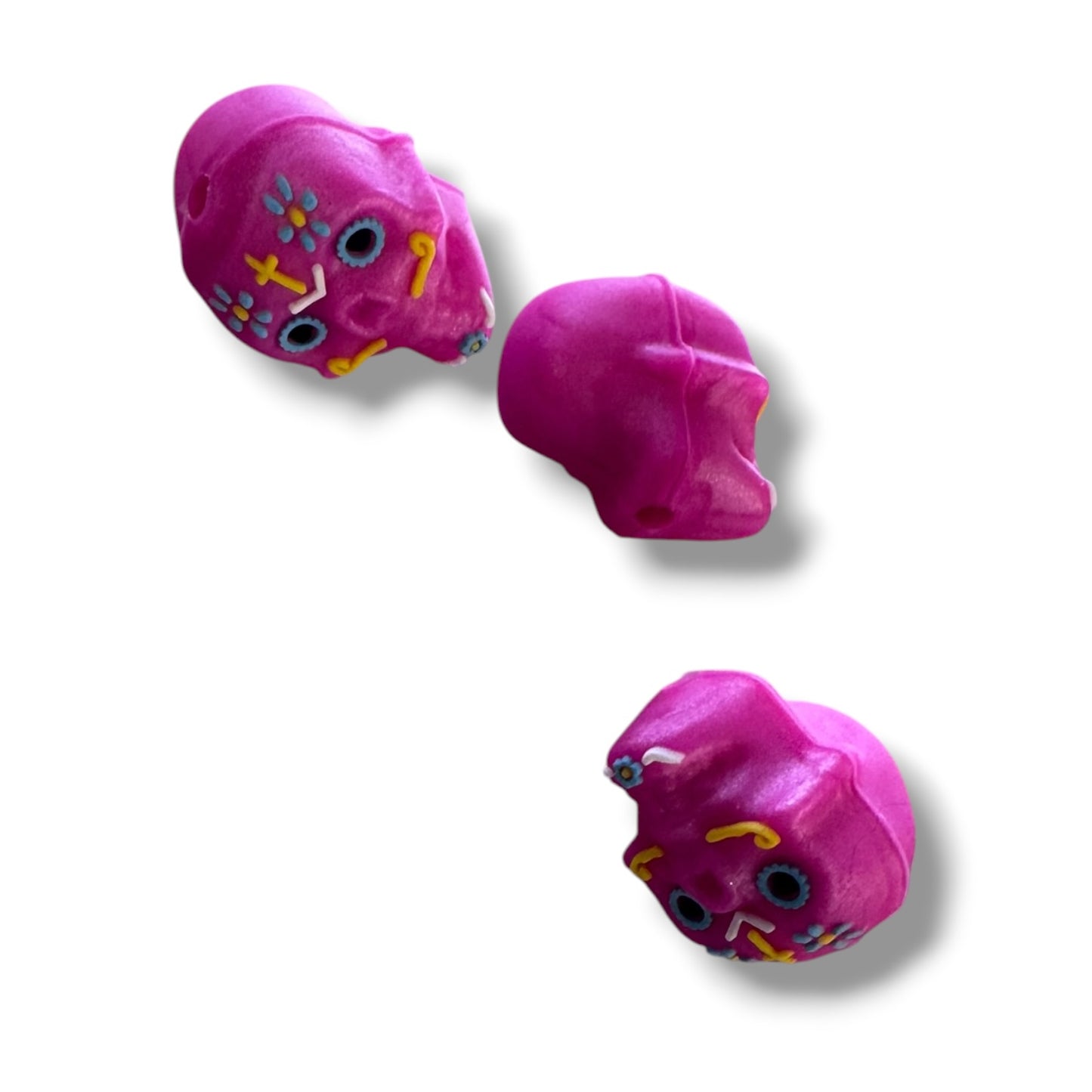 h1016- "Pink Sugar Skull 3D" Silicone Focal Bead for DIY Crafts (1 Count)