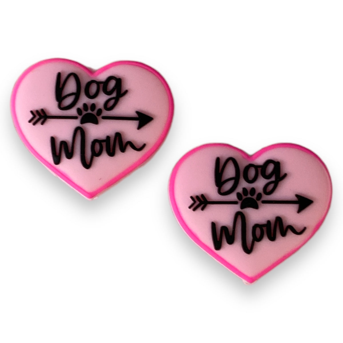 X292 - Dog Mom (Lt. Pink/Black) Silicone (1 Count) Focal Bead