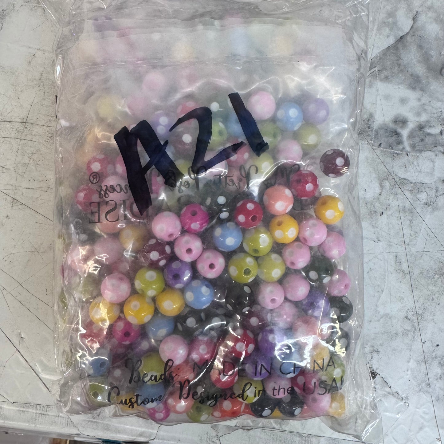 A21- 12mm Mixed Polka Dot Beads 500 Count *WAREHOUSE SALE*