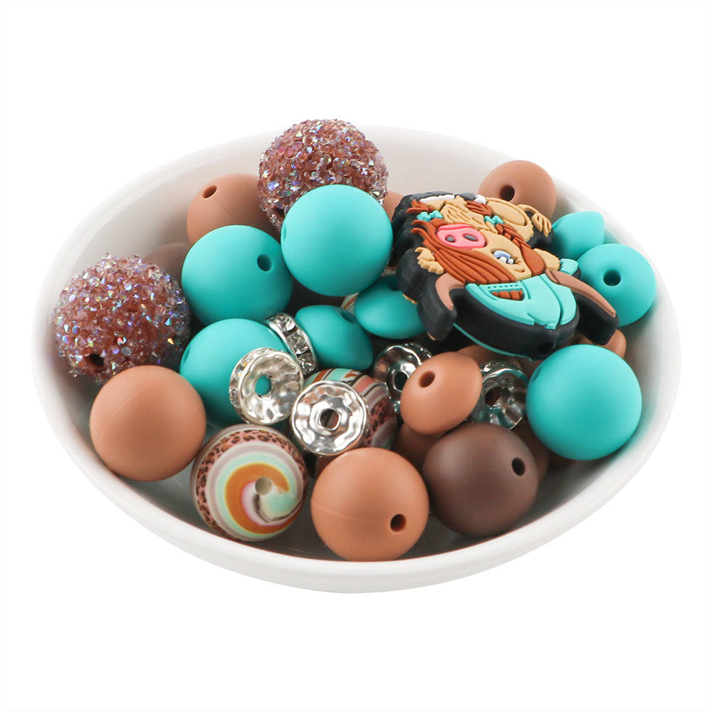 Z/537 - "Mini Cow Serape" Western Silicone Bead & Bling Kit