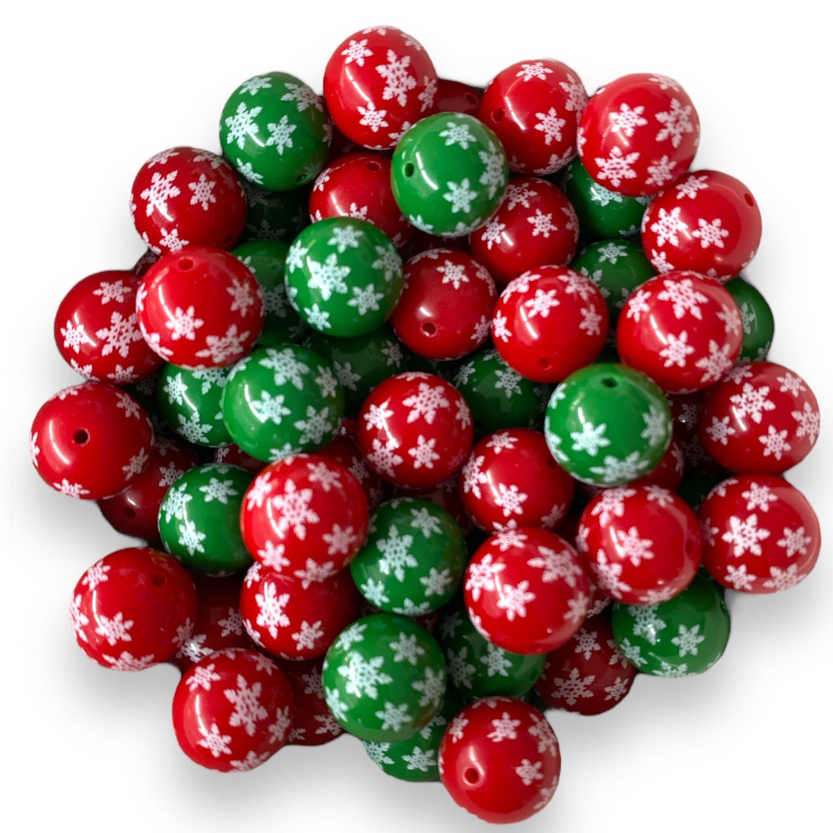 K- 571- 20mm Red/Green Snowfall 100 Count Acrylic Bead Pack