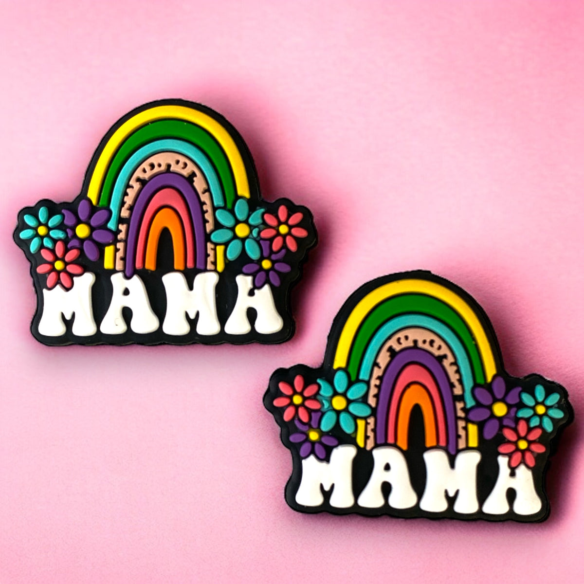 e671 - “Mama Rainbow" Silicone Focal Bead (1 Count)