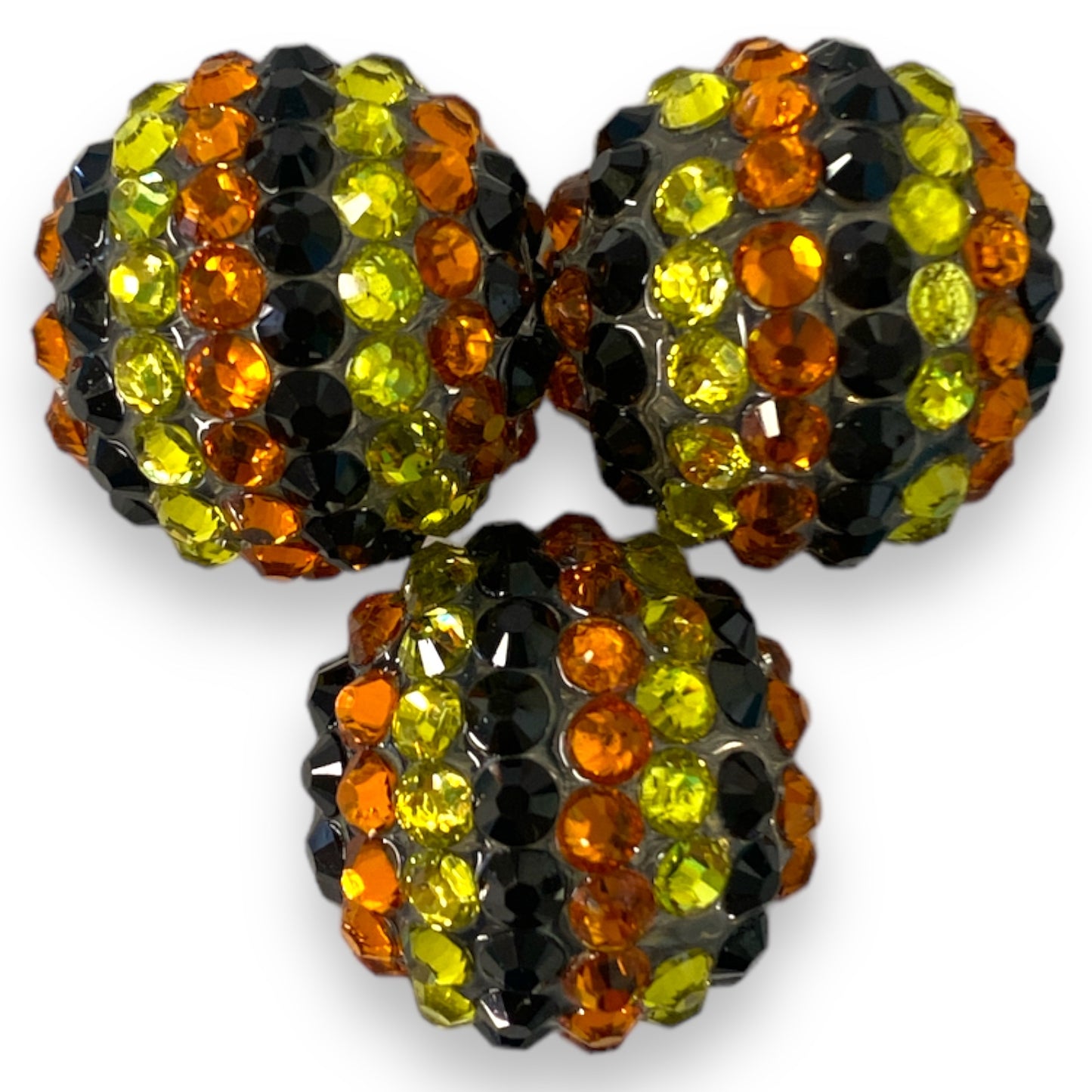#1260 - 20mm Black, Orange, Yellow Rhinestones Acrylic Beads (1 Count)