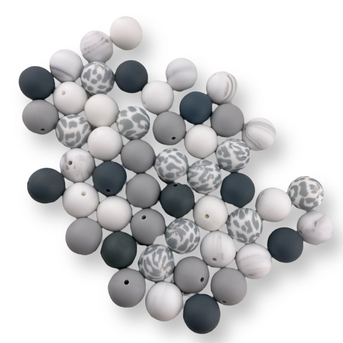 CK - 167 - 19mm "Gray / Leopard" 50 Count Silicone Bead Pack