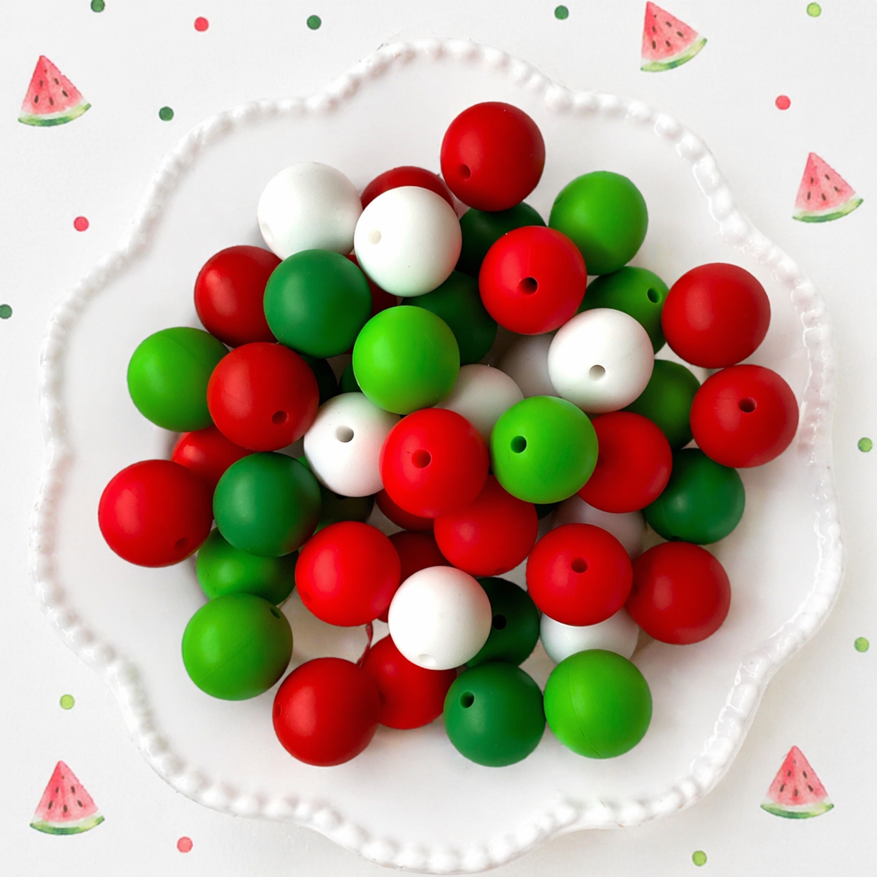 "Christmas" 15mm Silicone 50 Count Bead Pack – Ideal for Beadable Pens & Keychains