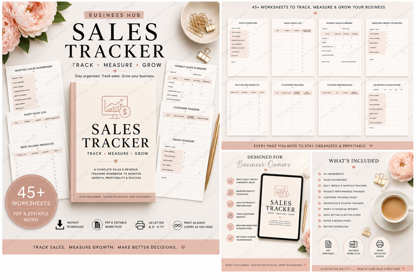Sales Tracker | Printable Sales & Revenue Workbook