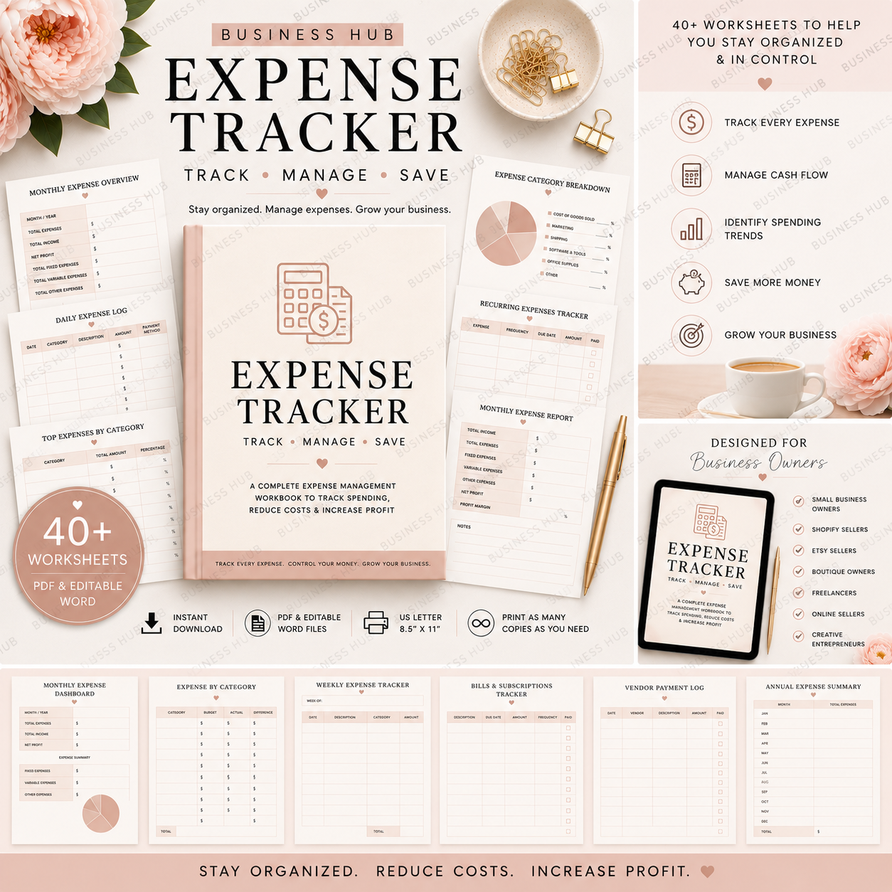 Expense Tracker | Printable Sales & Revenue Workbook