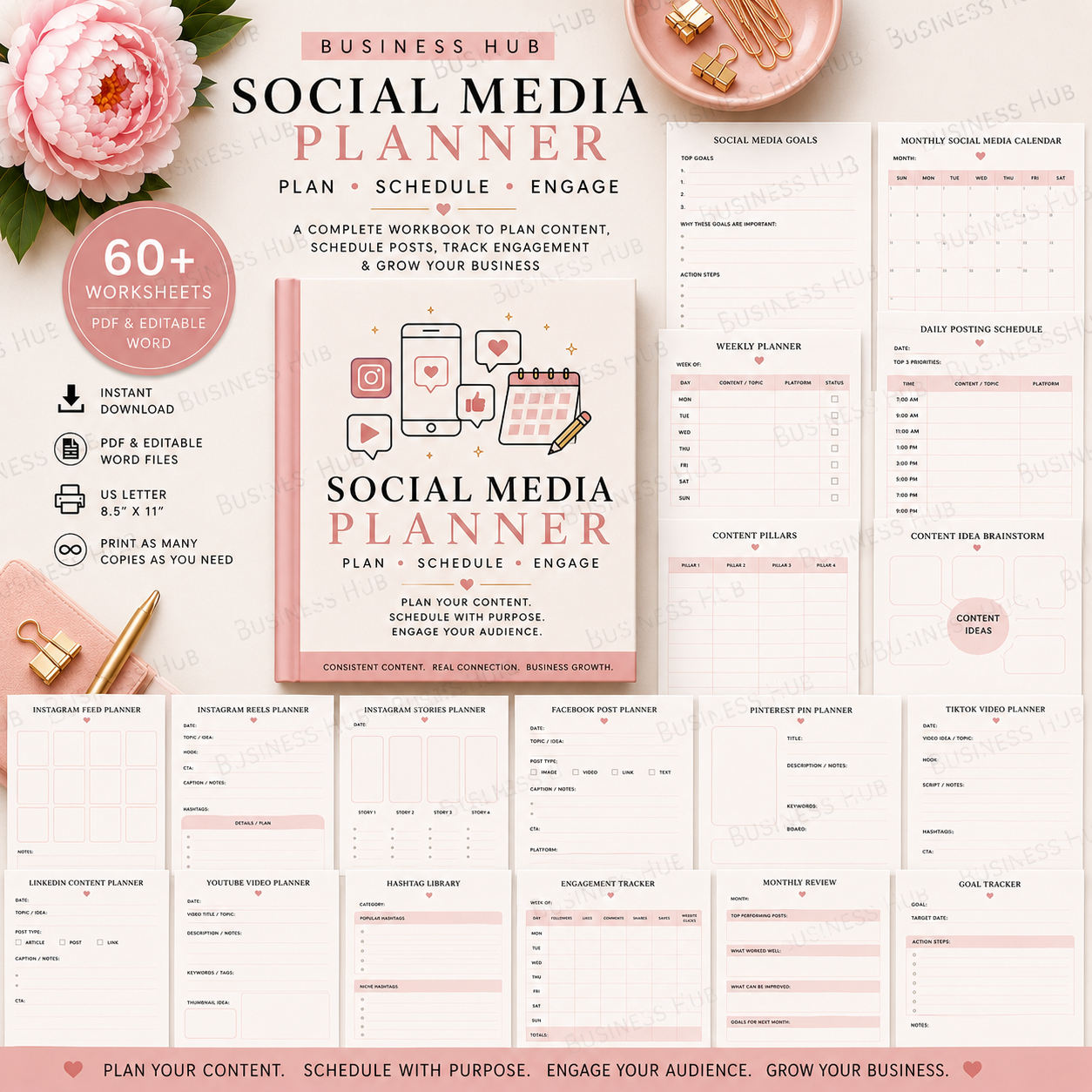 Social Media Planner | Printable Business Social Media Workbook