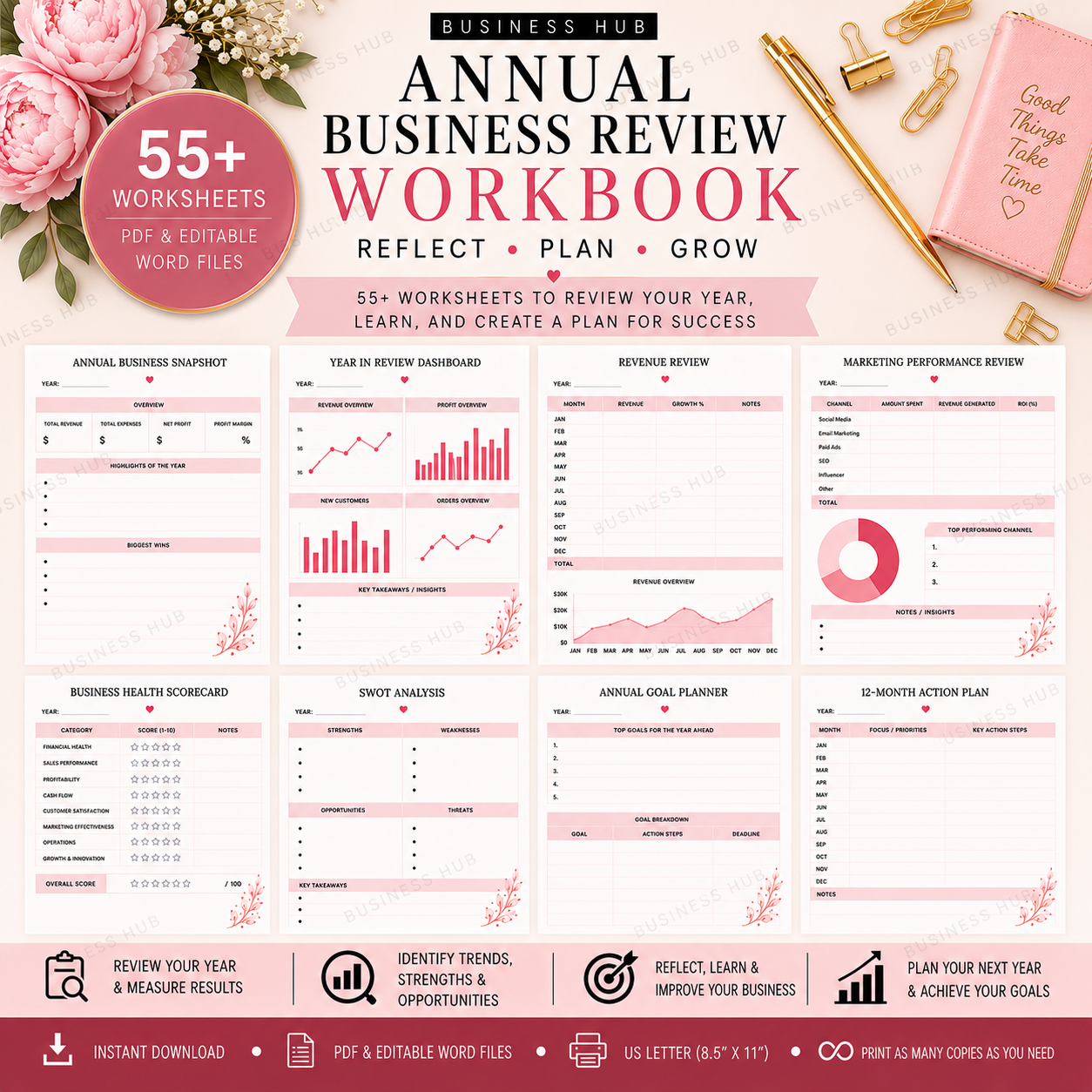 Annual Business Review Workbook | Printable Year-End Business Planning Workbook