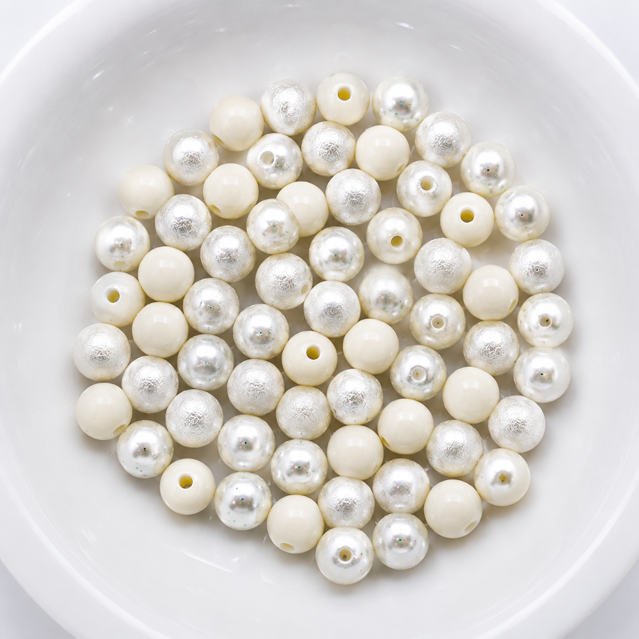 Ivory 12mm Acrylic Bubblegum Bead Mix | Wholesale Bulk Beads 60 Count