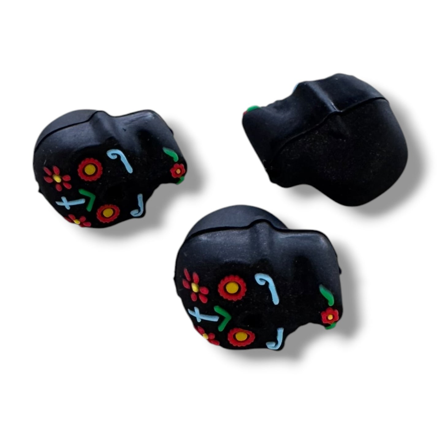 h1023- "Black Sugar Skull 3D" Silicone Focal Bead for DIY Crafts (1 Count)