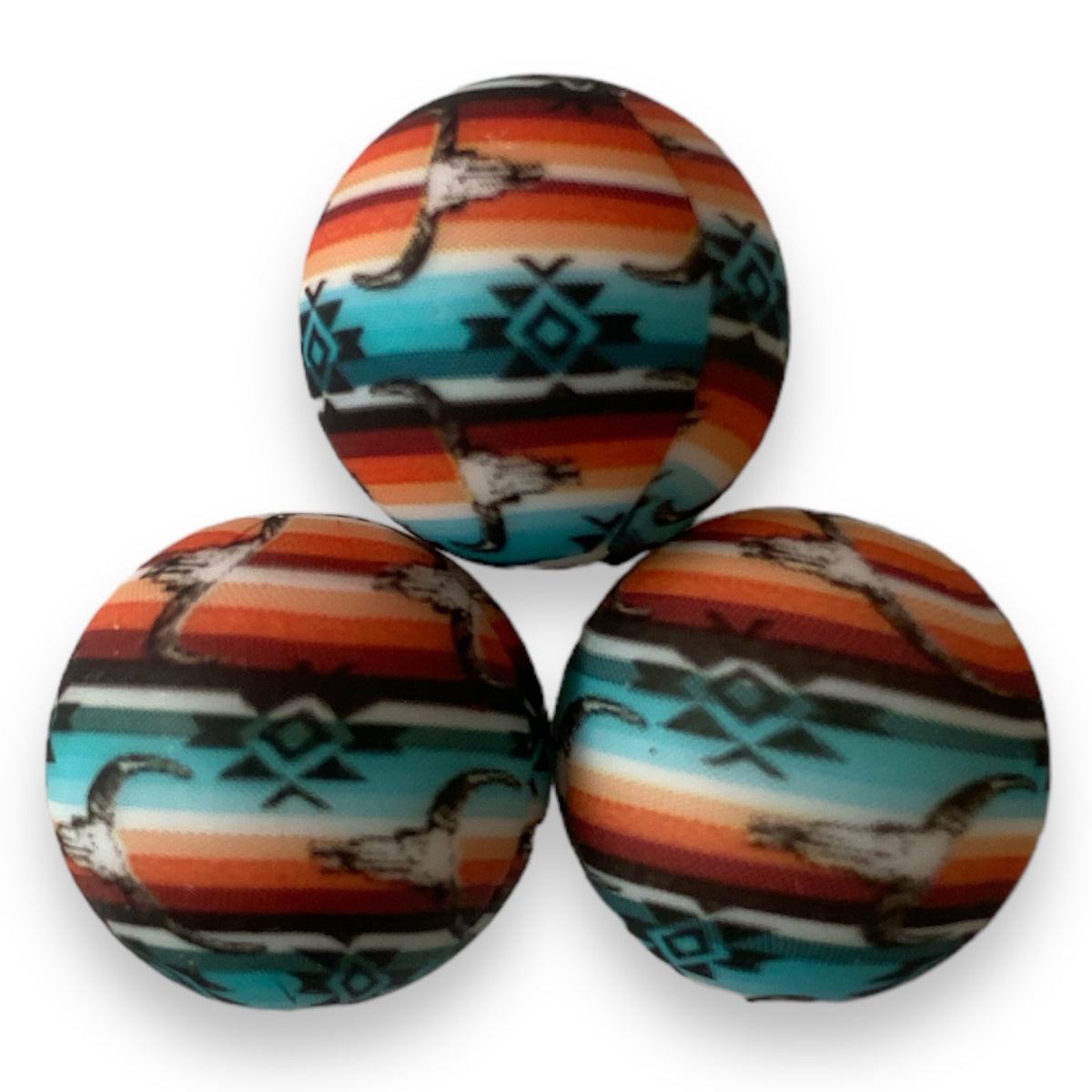 A61 - 15mm "Garth- Western Serape (10 Count) Silicone Beads, Craft Supplies